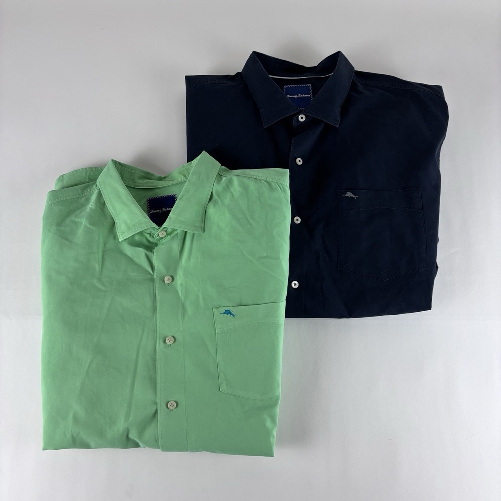 Tommy Bahama Men's Silk Blend Button Down‎ Shirt Sz 2XT Long Sleeve Lot Of Two